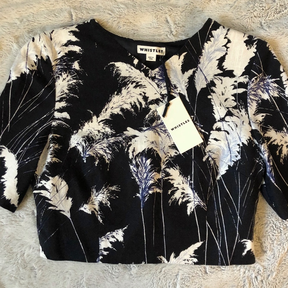 WHISTLES pari print linen crop top, US 4-6, NWT